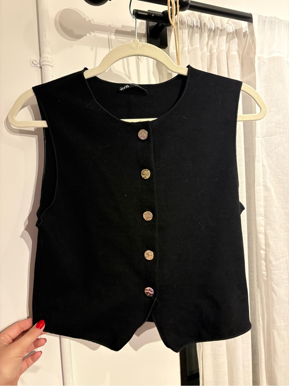Zara Black Button-Front Vest Top and Skirt Set